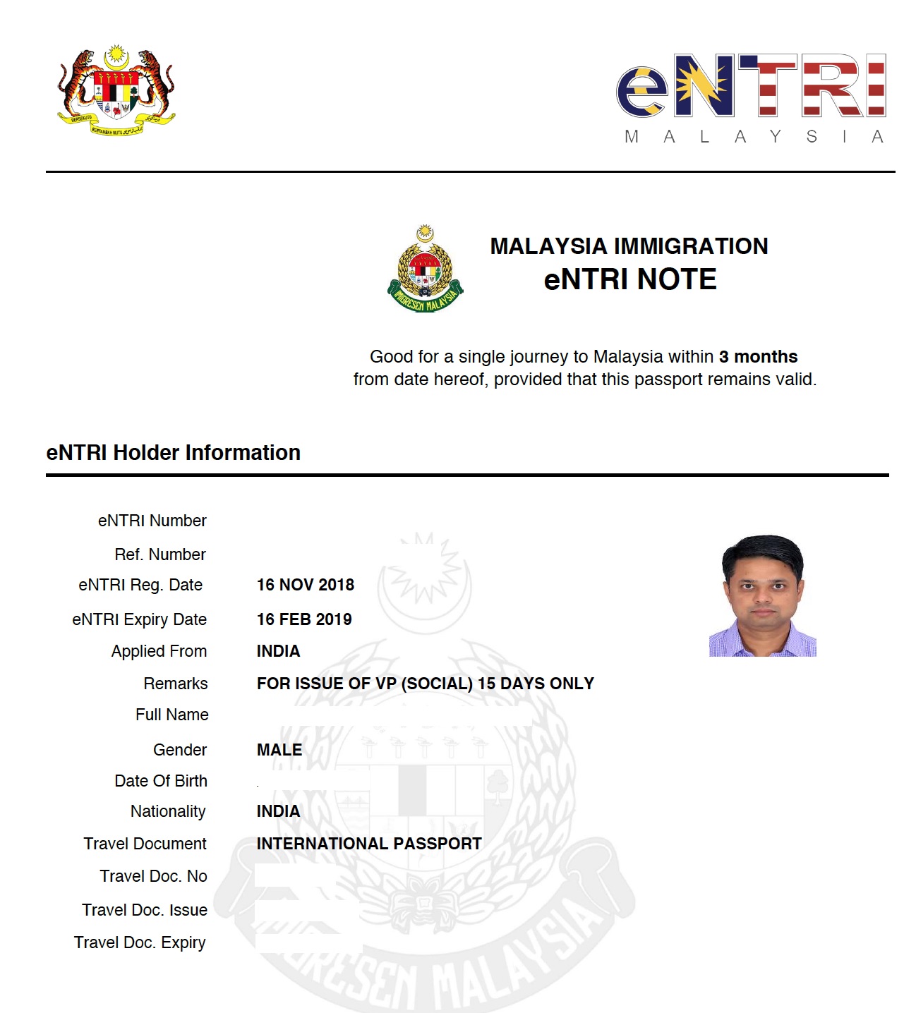 Malaysia Visa For Indians Treks And Travels   ENTRI 